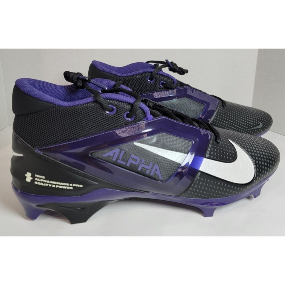 Nike Alpha Menace 4 Pro Football Cleats Black Purple White FZ7702-003 US 14 New
